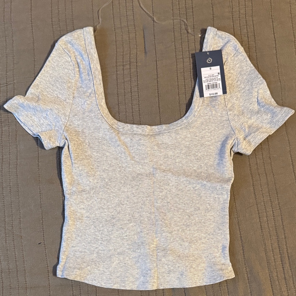 Universal Thread Light Gray Ribbed Crop Top